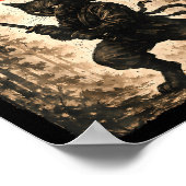 Samurai Cat Japanese Mens Boys Kids Graphic Anime  ポスター (角)