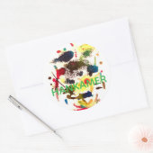 Samurai Cat Lady Abstract Hankamer Artjunkhaus Art ラウンドシール (封筒)