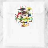 Samurai Cat Lady Abstract Hankamer Artjunkhaus Art ラウンドシール (バッグ)