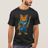 Samurai Cat – Ninja Warrior T-Shirt Tシャツ (正面)