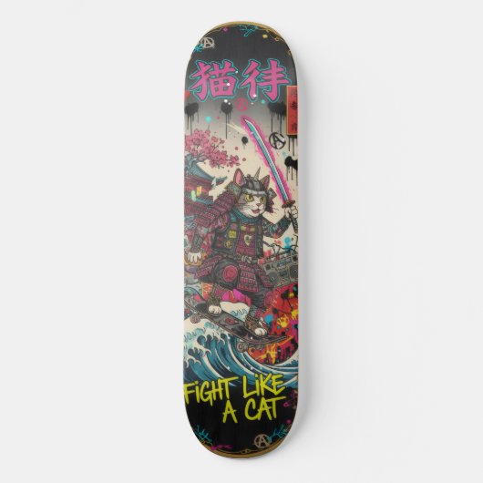 SAMURAI CAT Skateboard Art – Japanese Spirit スケートボード (正面)