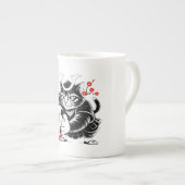 Samurai Cat Soccer Mug – Japan Fan Gift ボーンチャイナマグカップ (正面右)