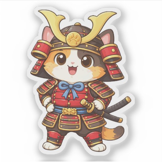 Samurai Cat Sticker シール (正面)