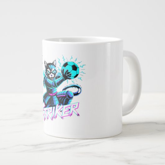 Samurai Cat Striker Mug - For Soccer Fans ジャンボコーヒーマグカップ (正面右)