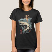 Samurai Cat warrior Bushido shark Japanese Cats ka Tシャツ (正面)