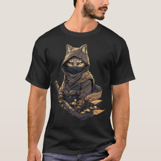 Samurai Cat Warrior Japanese Style Feline Art  Tシャツ