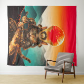 Samurai Cat Warrior Legend Wall Tapestry タペストリー (インサイチュ(横))