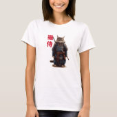 Samurai Cat Warrior (Neko Samurai) Tシャツ (正面)