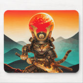 Samurai Cat Warrior Sunset NonSlip Gaming Mousepad マウスパッド (正面)