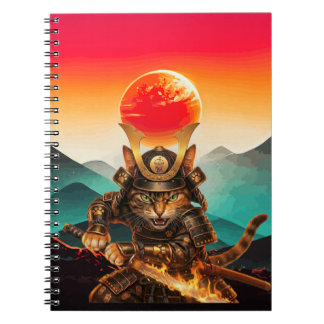 Samurai Cat Warrior Sunset Premium spiral Notebook ノートブック