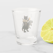 Samurai Cat with Beer & T-Rex | Retro Japanese Art ショットグラス (裏面)