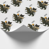 Samurai Cat with Beer & T-Rex | Retro Japanese Art ラッピングペーパー (角)