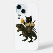 Samurai Cat with Beer & T-Rex | Retro Japanese Art Case-Mate iPhoneケース (裏面)