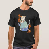 Samurai Cat with Katana Catmurai Japanese Warrior  Tシャツ (正面)