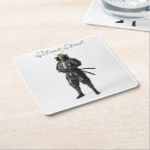 Samurai drink coaster スクエアペーパーコースター (アングル)