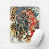 Samurai Fighting a Tiger, Kuniyoshi, Ukiyo-e マウスパッド (マウス)
