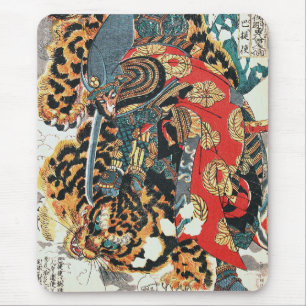 Samurai Fighting a Tiger, Kuniyoshi, Ukiyo-e マウスパッド