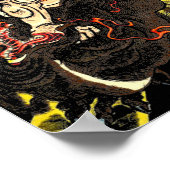Samurai Fighting Dragon Antique Japanese Manga ポスター (角)
