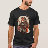 Samurai Fox Warrior Japanese Ninja Fox Kawaii Tシャツ (正面)
