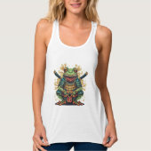 Samurai frog warrior Flowy Racerback Tank Top タンクトップ (正面)