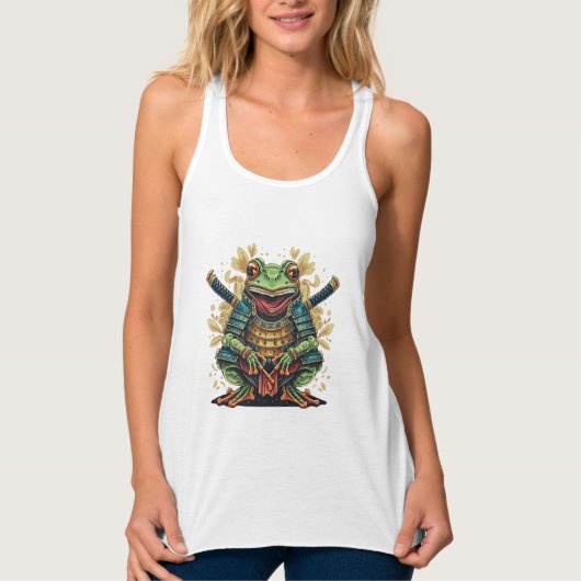 Samurai frog warrior Flowy Racerback Tank Top タンクトップ (正面)