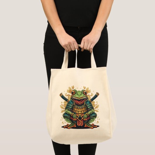 Samurai frog warrior Grocery Tote トートバッグ (正面(商品))