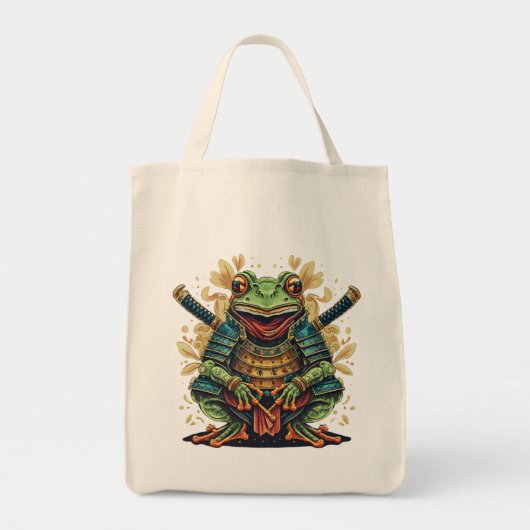 Samurai frog warrior Grocery Tote トートバッグ (正面)