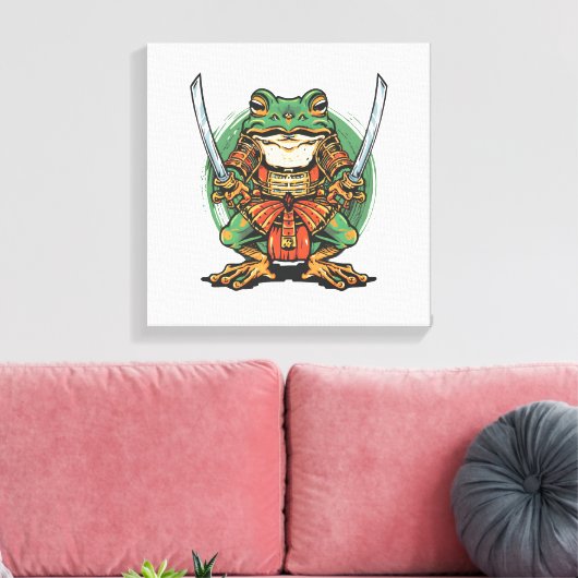  Samurai frog warrior Stretched Canvas Print キャンバスプリント (インサイチュ (リビング))