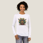 Samurai frog warrior Tri-blend Long Sleeve Shirt トライブレンドＴシャツ (正面全体)