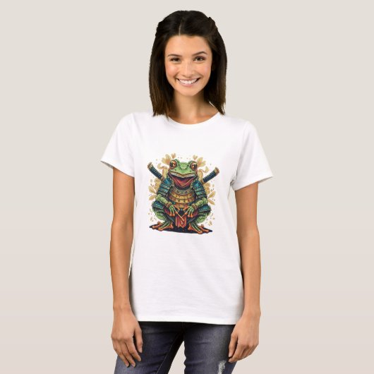 Samurai frog warrior Womens Basic T-Shirt Tシャツ (正面フル)