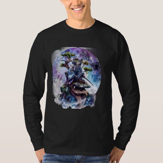 Samurai Frog Watercolor Artwork Japanese Samurai F Tシャツ (正面)