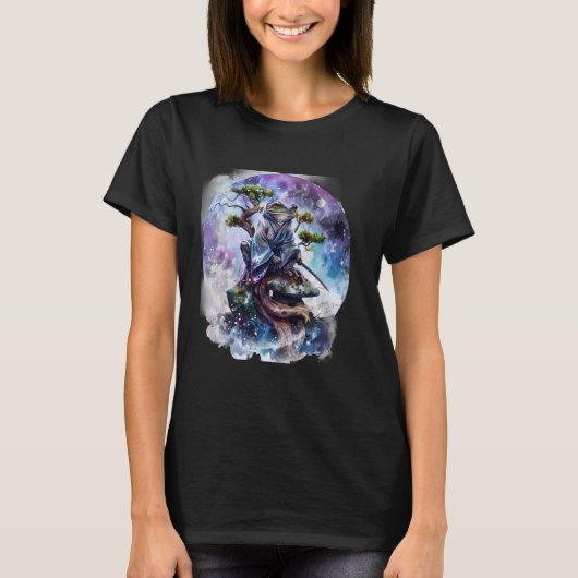 Samurai Frog Watercolor Artwork Japanese Samurai F Tシャツ (正面)