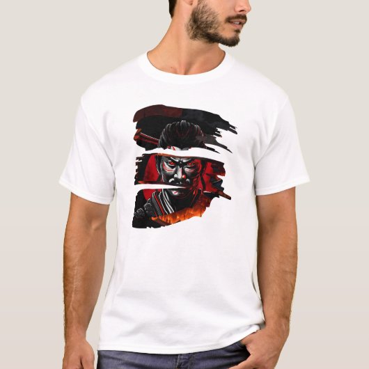 Samurai Fury - Warrior Bushido Japanese Art Tシャツ (正面)