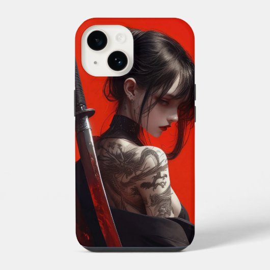 samurai girl  iPhoneケース (裏面)