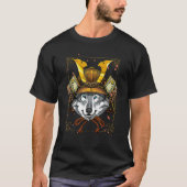 Samurai Gray Wolf Japanese Warrior Bushido Japanes Tシャツ (正面)