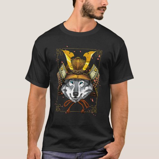 Samurai Gray Wolf Japanese Warrior Bushido Japanes Tシャツ (正面)