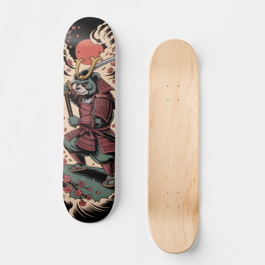 Samurai Green Bear warrior Skateboard スケートボード (正面)