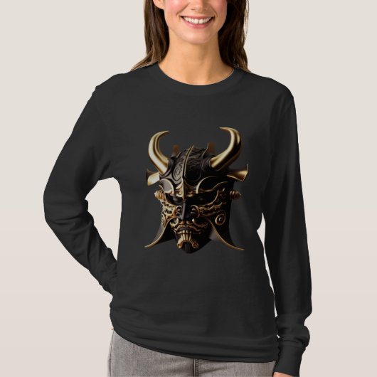 Samurai Helmet Warrior Bushido Oni Mask Japanese C Tシャツ (正面)