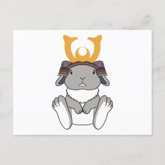 Samurai Holland Lop Rabbit Warrior Gray ポストカード