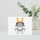 Samurai Holland Lop Rabbit Warrior Gray ポストカード (スタンド正面)