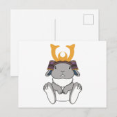 Samurai Holland Lop Rabbit Warrior Gray ポストカード (正面/裏面)