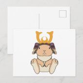 Samurai Holland Lop Rabbit Warrior Orange ポストカード (正面/裏面)