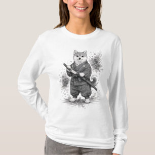 【Samurai Husky Ink Art Long Sleeve】 Tシャツ