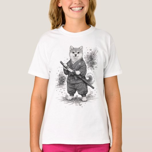 【Samurai Husky Ink Art Women’s T-Shirt】 Tシャツ (正面)