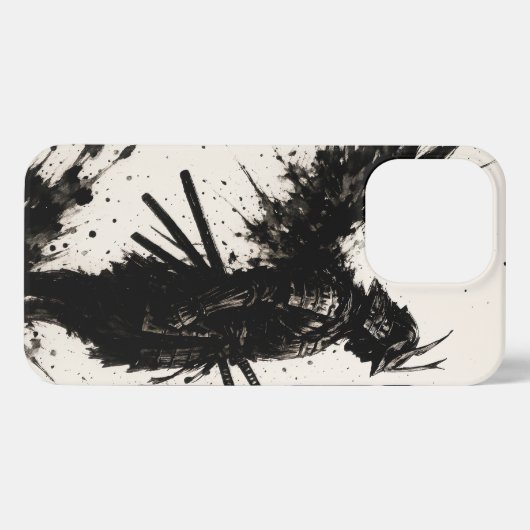 Samurai Ink Art – Coque iPhone Guerrier avec Ailes iPhoneケース (裏面横)