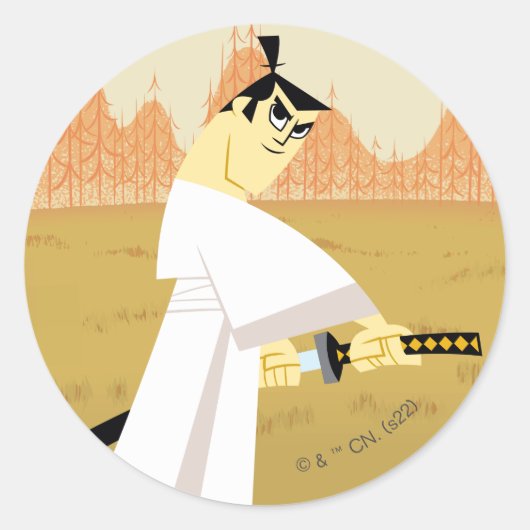 Samurai Jack Drawing Sword ラウンドシール (正面)