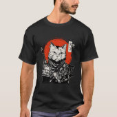 Samurai Japanese Cat Bushido Warrior Katana Sword Tシャツ (正面)