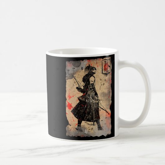 Samurai Japanese Retro Art Print Bushido Premium T コーヒーマグカップ (右)