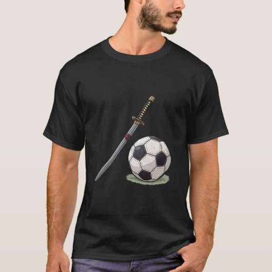 Samurai Katana and Soccer Ball - Japan Tシャツ (正面)