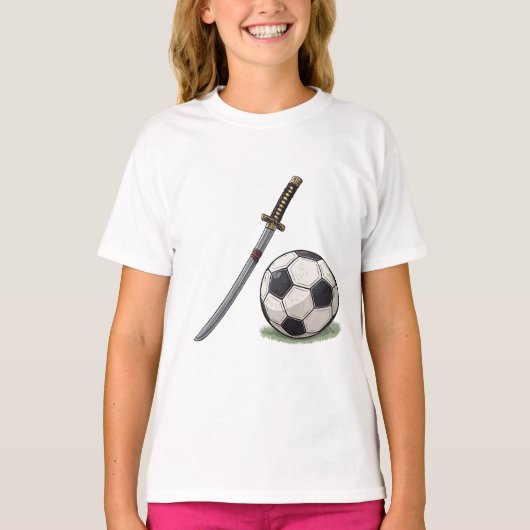 Samurai Katana and Soccer Ball - Japan Tシャツ (正面)